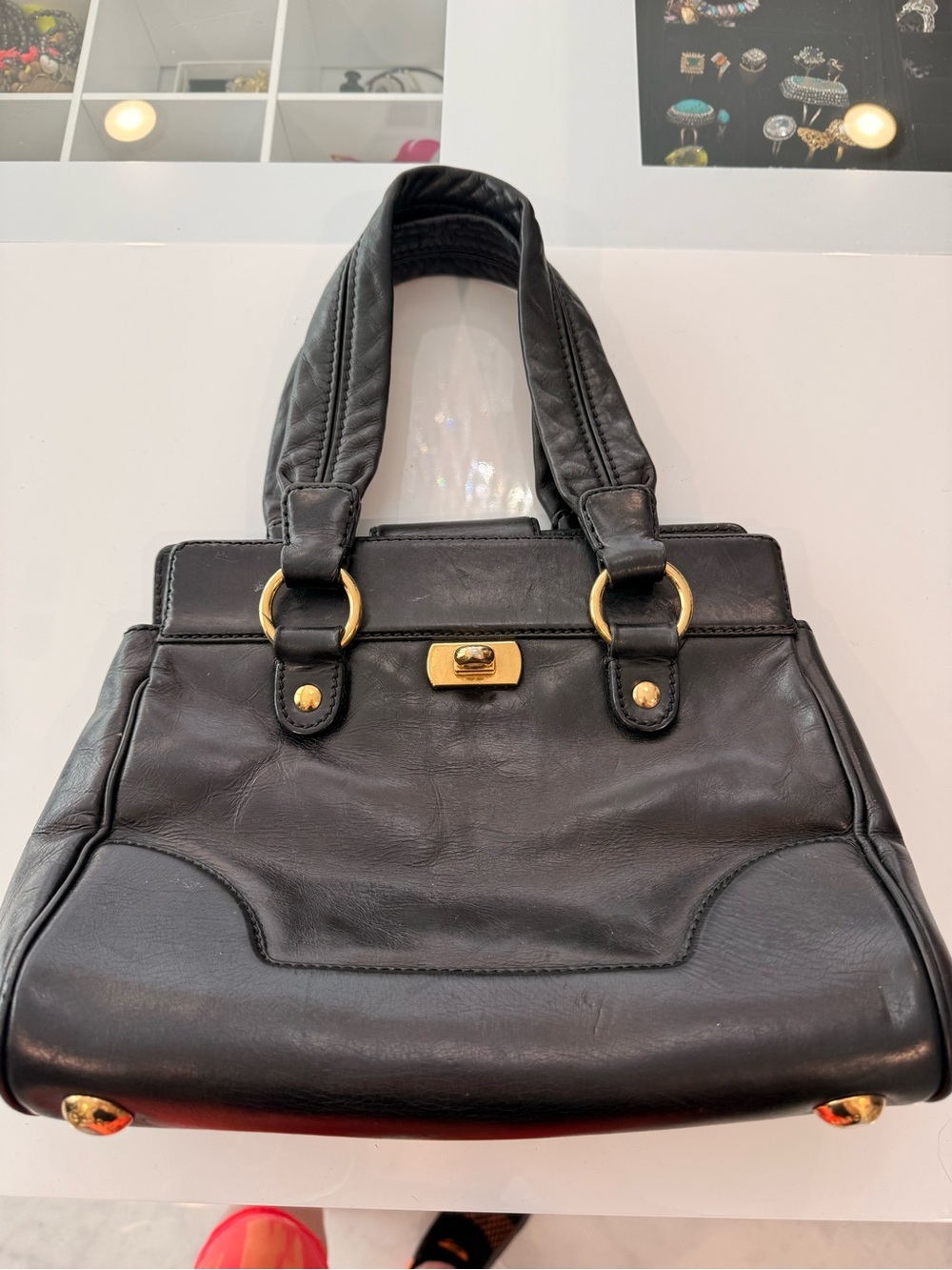 Marc Jacobs Black Leather Satchel Gold HW Italy — Repair Project